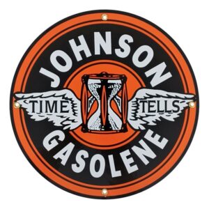 Johnson Gasoline Porcelain Sign - 12" x 12"