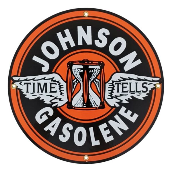 Johnson Gasoline Porcelain Sign - 12" x 12"