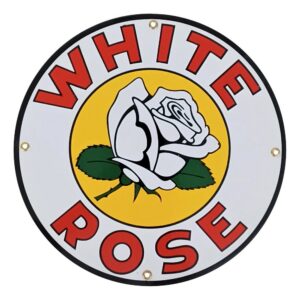 White Rose Flower Porcelain Sign - 12" x 12"