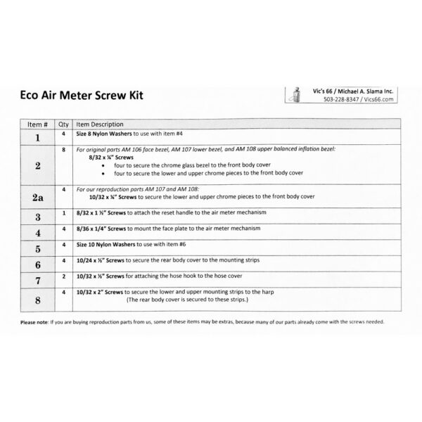 Eco Air Meter Screw Kit - Image 2