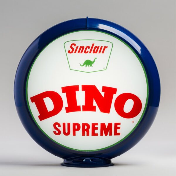 Sinclair Dino Supreme 13.5" Gas Pump Globe with dark blue plastic body
