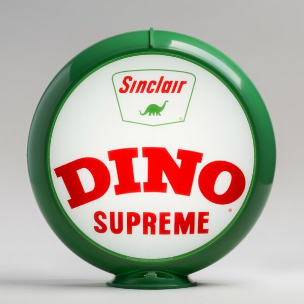 Sinclair Dino Supreme 13.5" Gas Pump Globe with green plastic body