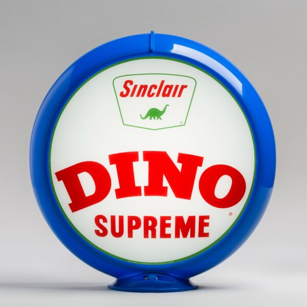 Sinclair Dino Supreme 13.5" Gas Pump Globe with light blue plastic body