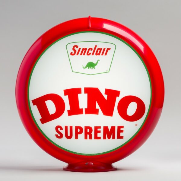 Sinclair Dino Supreme 13.5" Gas Pump Globe with red plastic body