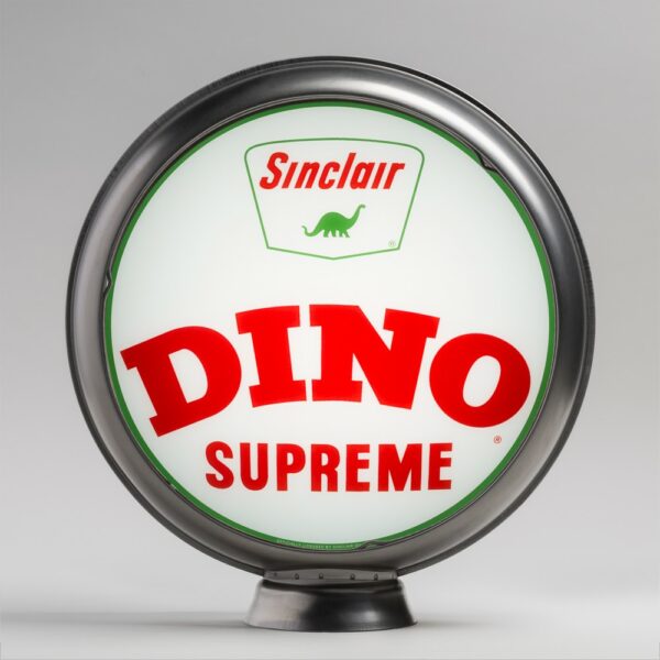 Sinclair Dino Supreme 13.5" Gas Pump Globe with unpainted steel body