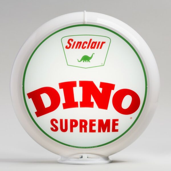 Sinclair Dino Supreme 13.5" Gas Pump Globe with white plastic body