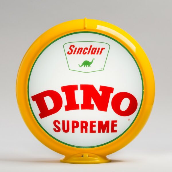 Sinclair Dino Supreme 13.5" Gas Pump Globe with yellow plastic body