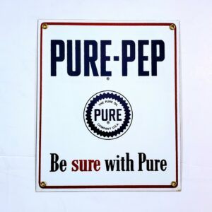 Pure Pep Gasoline Porcelain Sign - 10" x 12"