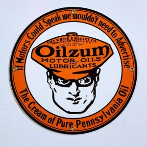 Oilzum Porcelain Sign - 12" x 12"