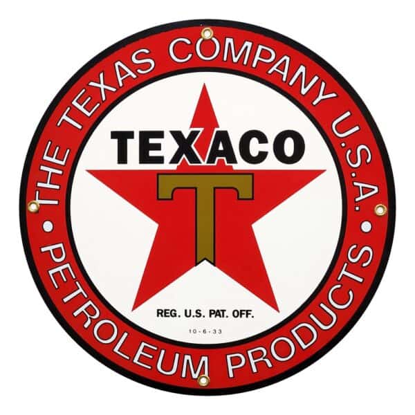 Texaco The Texas Co Products Porcelain Sign - 12" x 12"