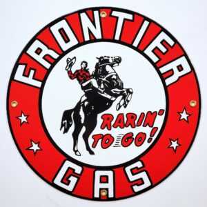 Frontier Gas Porcelain Sign - 12" x 12"