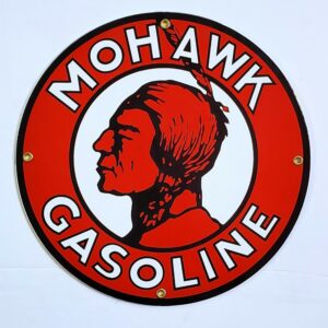 Mohawk Gasoline Porcelain Sign - 12" x 12"