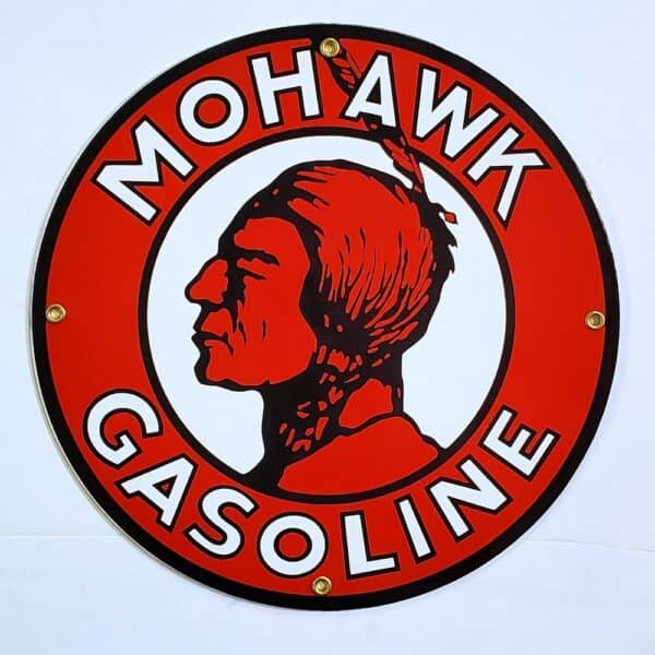 Mohawk Gasoline Porcelain Sign - 12" x 12"