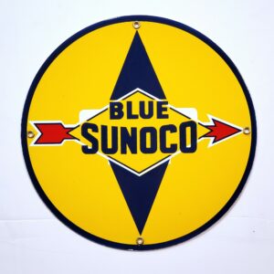 Blue Sunoco Porcelain Sign - 12" x 12"