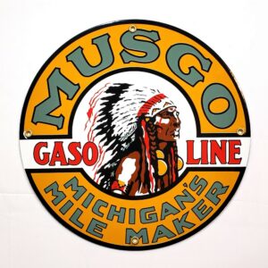 Musgo Gasoline Porcelain Sign - 12" x 12"