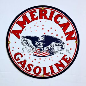 American Gasoline Porcelain Sign - 12" x 12"