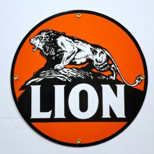 Lion Oil Porcelain Sign - 12" x 12"