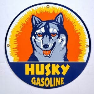 Husky Gasoline Porcelain Sign - 12" x 12"