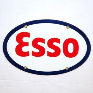 Esso Oval Porcelain Sign - 12" x 7.5"