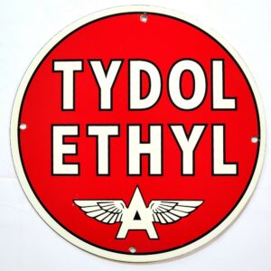 Flying A Tydol Ethyl Porcelain Sign - 10" x 10"