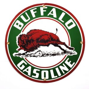 Buffalo Gasoline Porcelain Sign - 12" x 12"