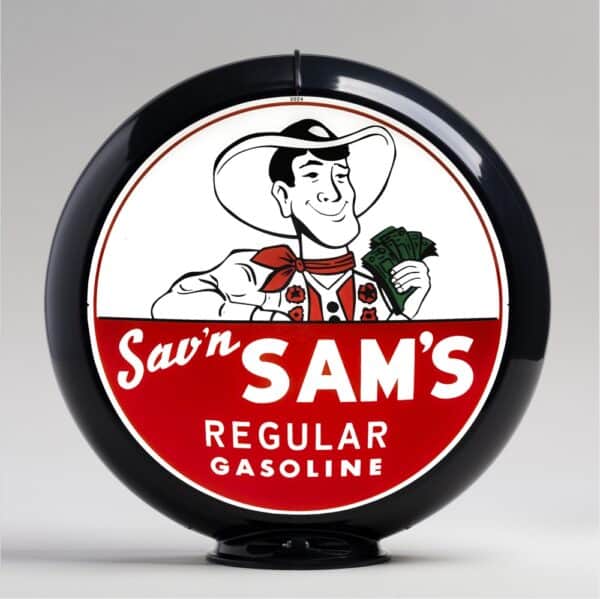 Sav'n Sam's Regular Gasoline 13.5" Gas Pump Globe with black plastic body
