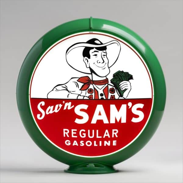 Sav'n Sam's Regular Gasoline 13.5" Gas Pump Globe with green plastic body