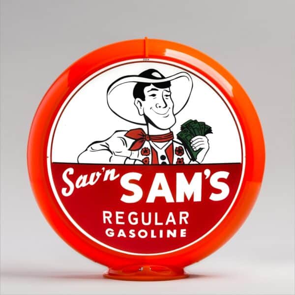 Sav'n Sam's Regular Gasoline 13.5" Gas Pump Globe with orange plastic body