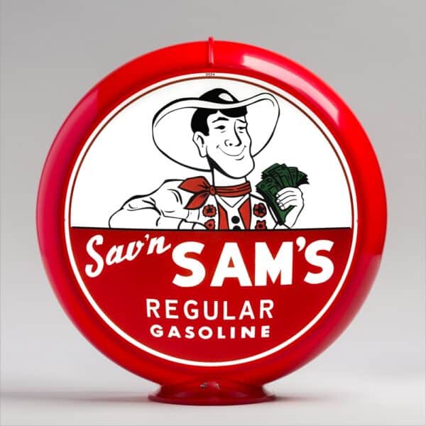 Sav'n Sam's Regular Gasoline 13.5" Gas Pump Globe with red plastic body