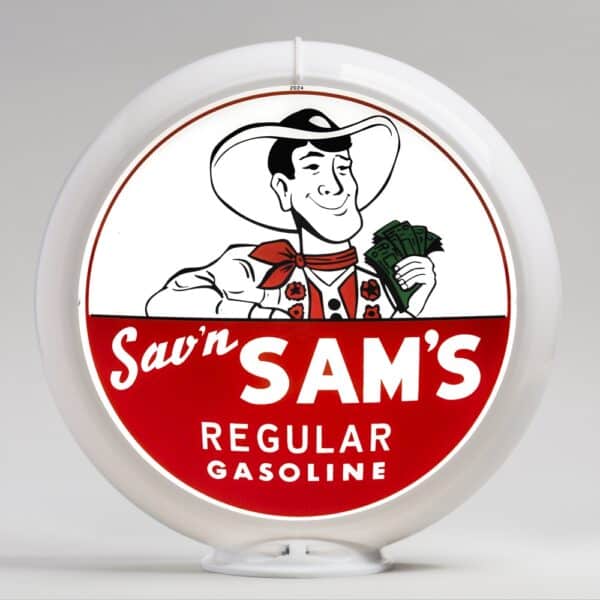 Sav'n Sam's Regular Gasoline 13.5" Gas Pump Globe with white plastic body