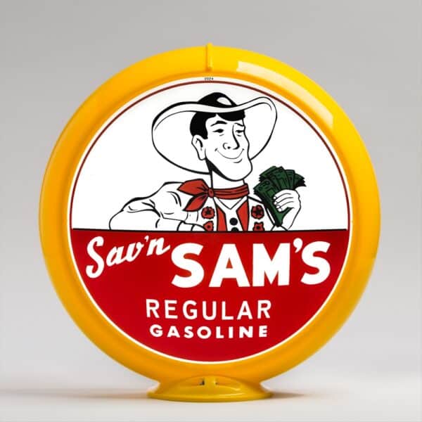 Sav'n Sam's Regular Gasoline 13.5" Gas Pump Globe with yellow plastic body