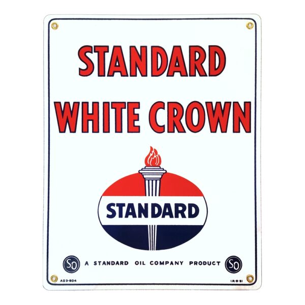 Standard White Crown Porcelain Sign - 12" x 15"