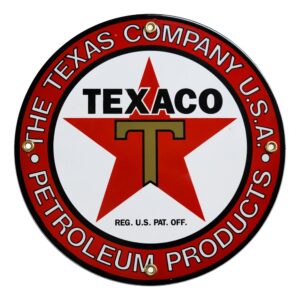 Texaco The Texas Co Products Porcelain Sign - 9" x 9"