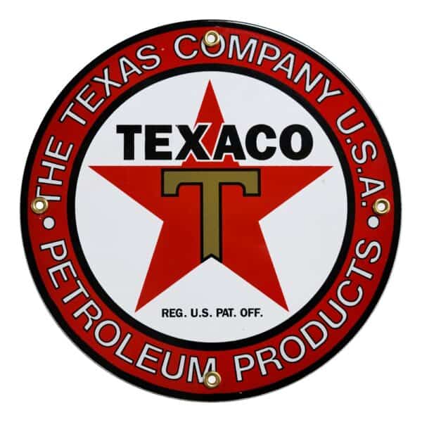 Texaco The Texas Co Products Porcelain Sign - 9" x 9"