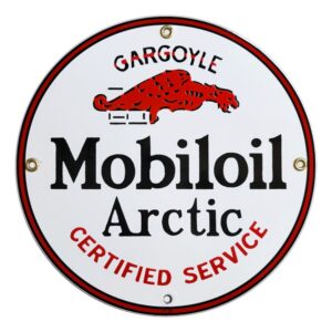 Mobiloil Arctic Gargoyle Porcelain Sign - 9" x 9"