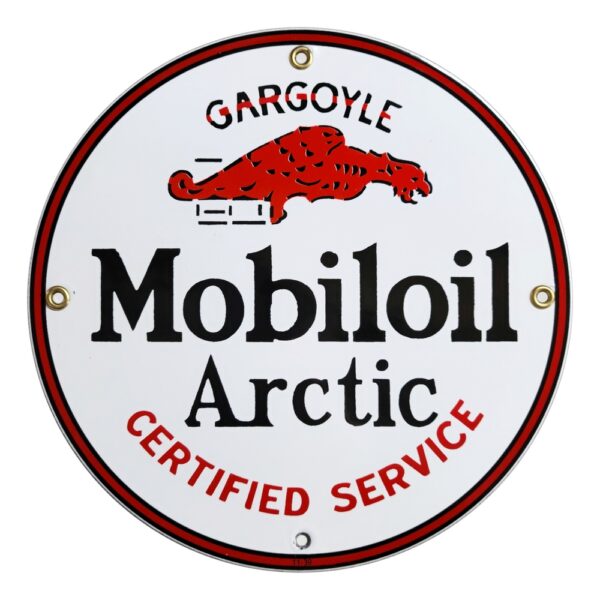 Mobiloil Arctic Gargoyle Porcelain Sign - 9" x 9"