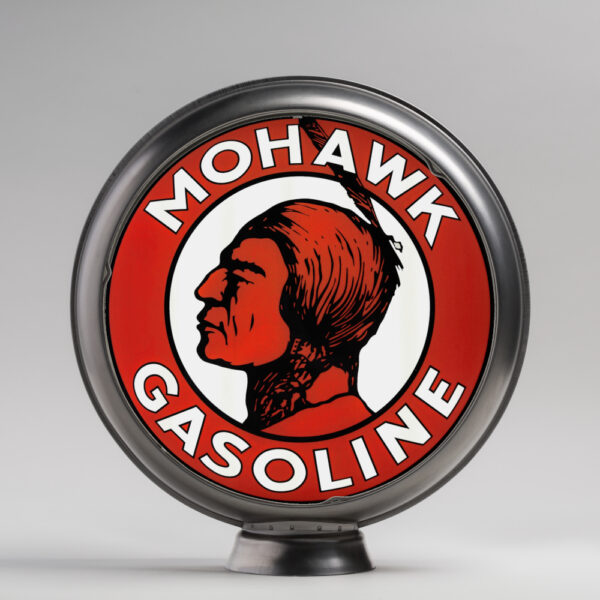 Mohawk Gasoline 15" Limited Edition Gas Pump Globe in unpainted steel body