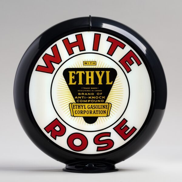 White Rose Ethyl 13.5" Gas Pump Globe with black plastic body