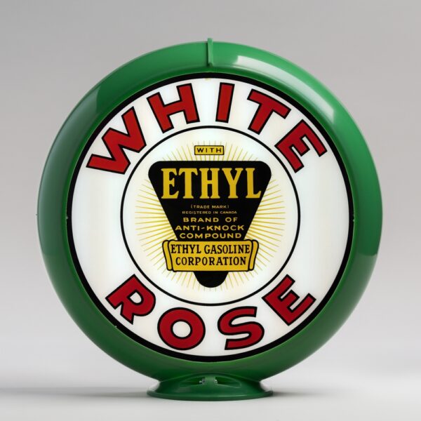 White Rose Ethyl 13.5" Gas Pump Globe with green plastic body