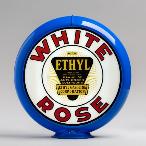 White Rose Ethyl 13.5" Gas Pump Globe with light blue plastic body