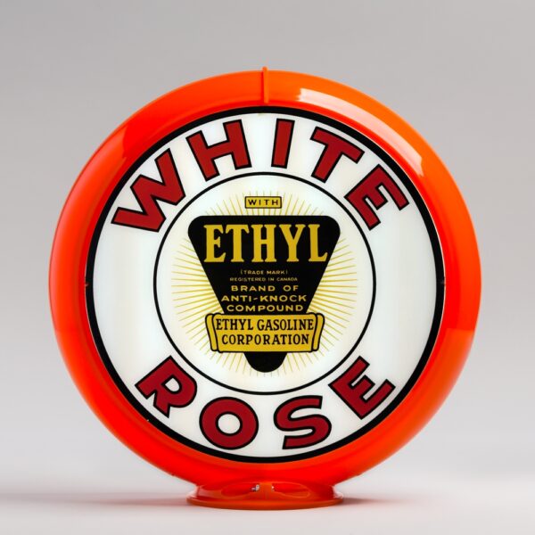 White Rose Ethyl 13.5" Gas Pump Globe with orange plastic body