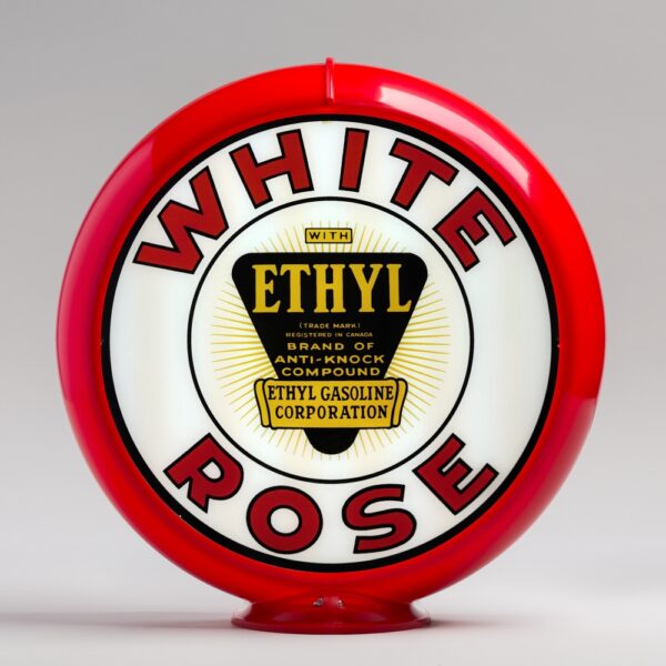 White Rose Ethyl 13.5" Gas Pump Globe with red plastic body