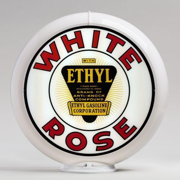 White Rose Ethyl 13.5" Gas Pump Globe with white plastic body
