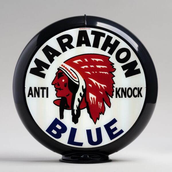 Marathon Blue 13.5" Gas Pump Globe with black plastic body