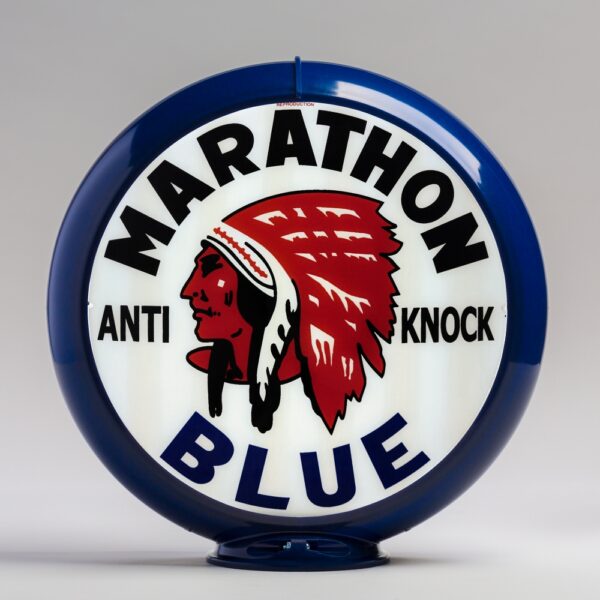 Marathon Blue 13.5" Gas Pump Globe with dark blue plastic body