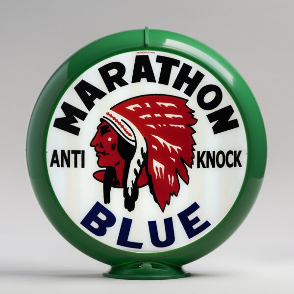 Marathon Blue 13.5" Gas Pump Globe with green plastic body