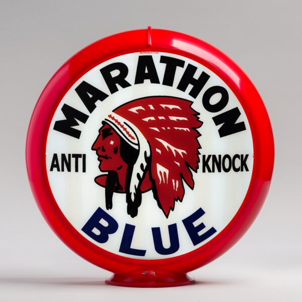 Marathon Blue 13.5" Gas Pump Globe with red plastic body