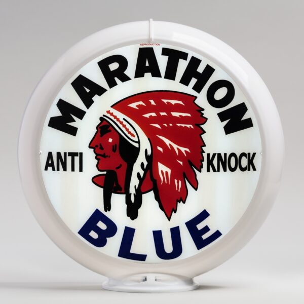 Marathon Blue 13.5" Gas Pump Globe with white plastic body
