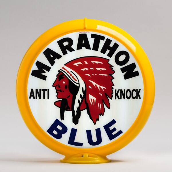 Marathon Blue 13.5" Gas Pump Globe with yellow plastic body