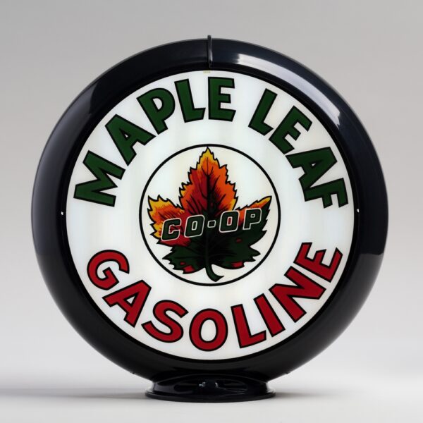 Maple Leaf Gasoline 13.5" Gas Pump Globe with black plastic body
